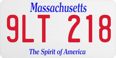 MA license plate 9LT218