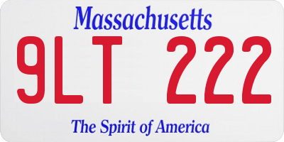MA license plate 9LT222