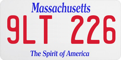 MA license plate 9LT226