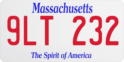 MA license plate 9LT232