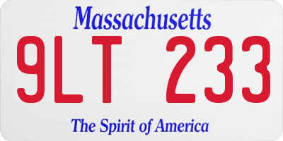 MA license plate 9LT233