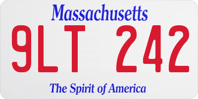 MA license plate 9LT242