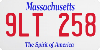 MA license plate 9LT258