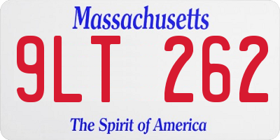 MA license plate 9LT262