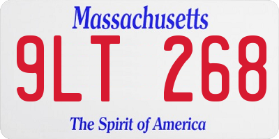 MA license plate 9LT268