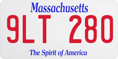 MA license plate 9LT280