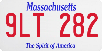 MA license plate 9LT282