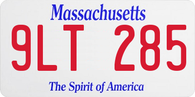 MA license plate 9LT285