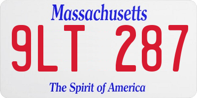 MA license plate 9LT287