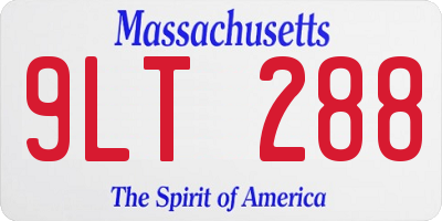 MA license plate 9LT288