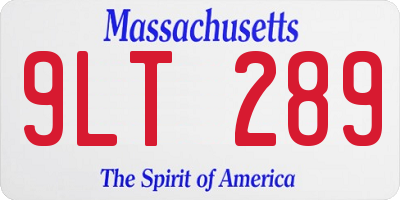 MA license plate 9LT289