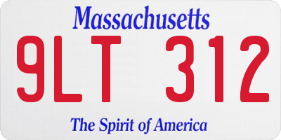 MA license plate 9LT312