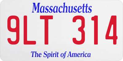 MA license plate 9LT314