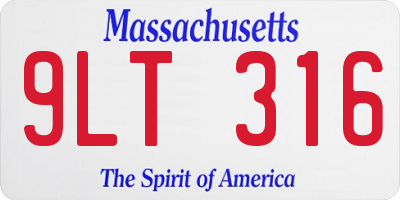 MA license plate 9LT316