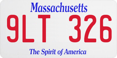 MA license plate 9LT326