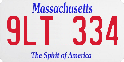 MA license plate 9LT334