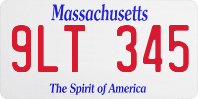 MA license plate 9LT345