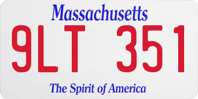 MA license plate 9LT351