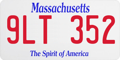 MA license plate 9LT352