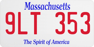 MA license plate 9LT353
