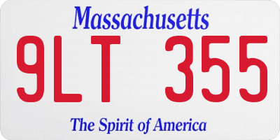 MA license plate 9LT355