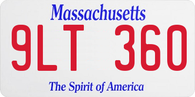 MA license plate 9LT360