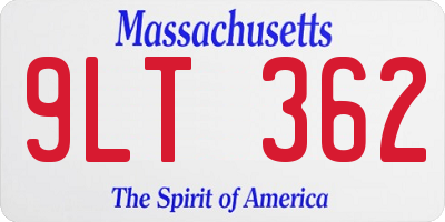 MA license plate 9LT362