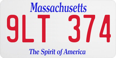MA license plate 9LT374