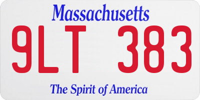 MA license plate 9LT383