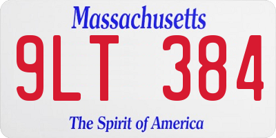 MA license plate 9LT384