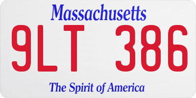 MA license plate 9LT386
