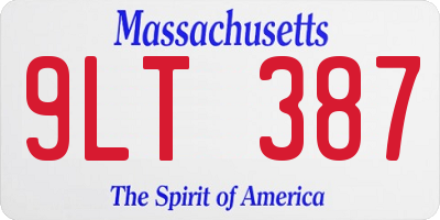 MA license plate 9LT387