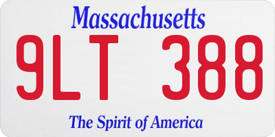 MA license plate 9LT388
