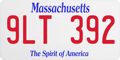 MA license plate 9LT392
