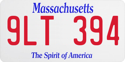 MA license plate 9LT394