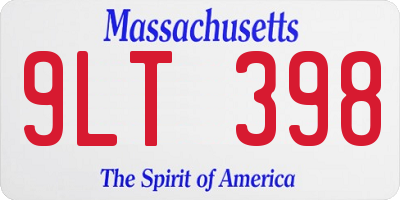 MA license plate 9LT398