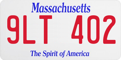 MA license plate 9LT402