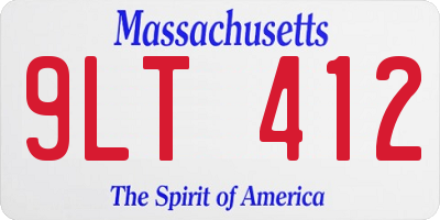 MA license plate 9LT412