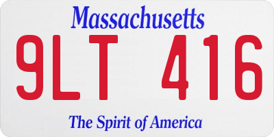 MA license plate 9LT416