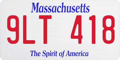 MA license plate 9LT418