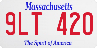 MA license plate 9LT420