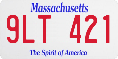 MA license plate 9LT421