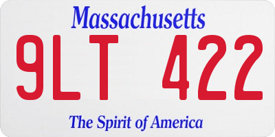 MA license plate 9LT422