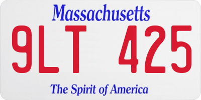 MA license plate 9LT425