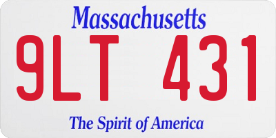 MA license plate 9LT431