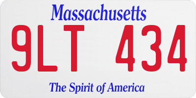 MA license plate 9LT434