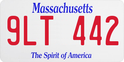 MA license plate 9LT442