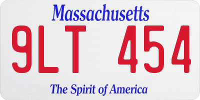 MA license plate 9LT454