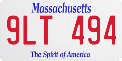 MA license plate 9LT494
