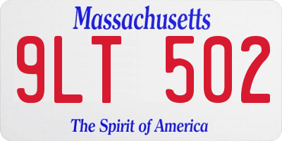 MA license plate 9LT502